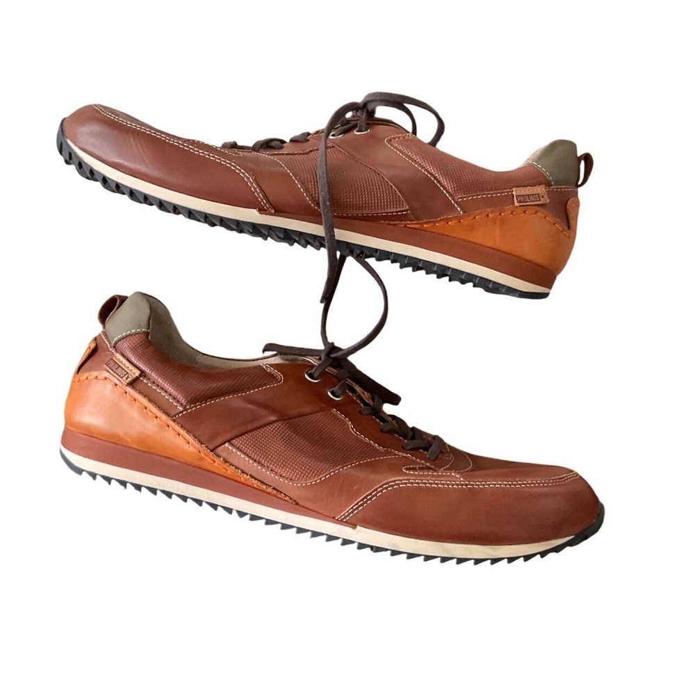 Pikolinos Men Brown Leather Lace Up Casual Fashion‎ Sneakers Shoes Size 46